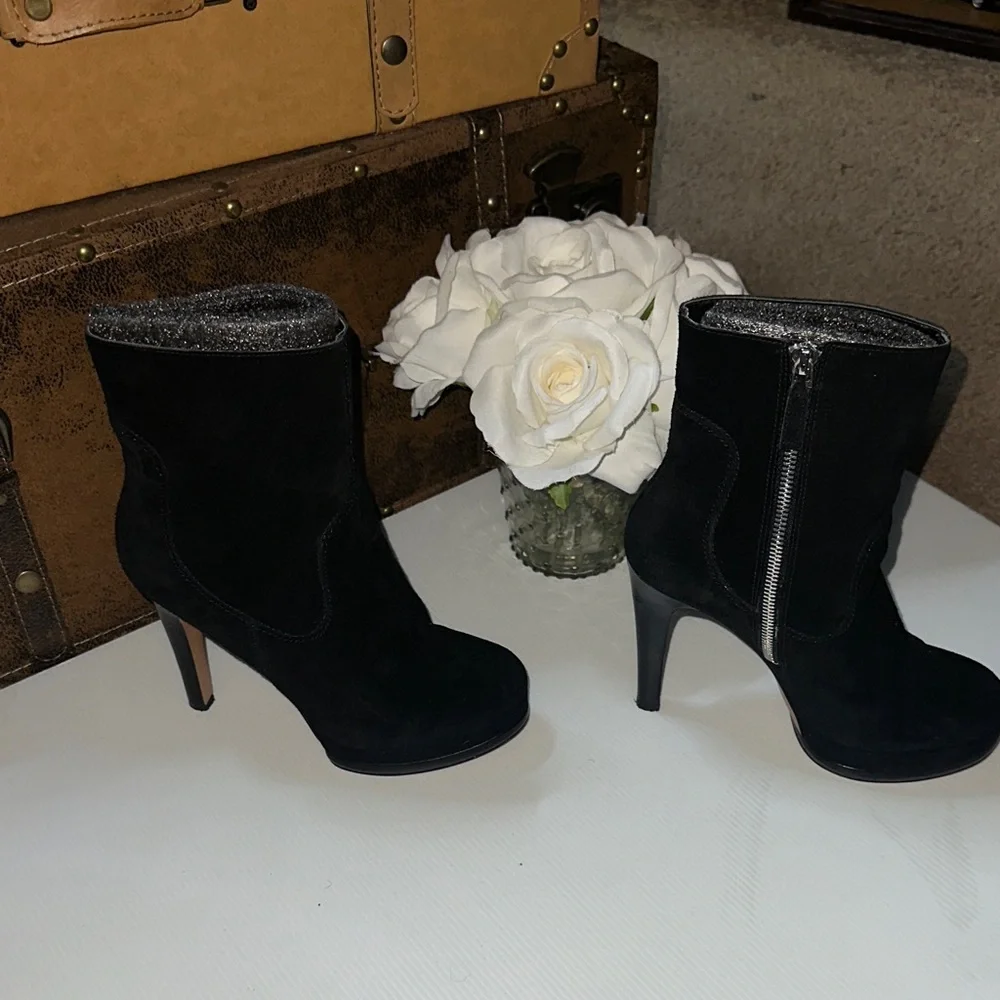 Nine West Black Suede Heeled Boots - Picture 1 of 1